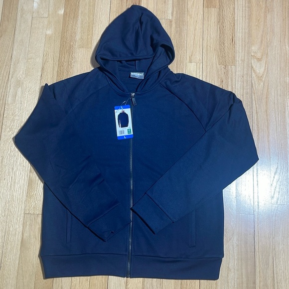 32 Degrees Heat MENS Hoodie Sweatshirt Full Zip Tech Fleece Track Jacket Blue L - Picture 1 of 8